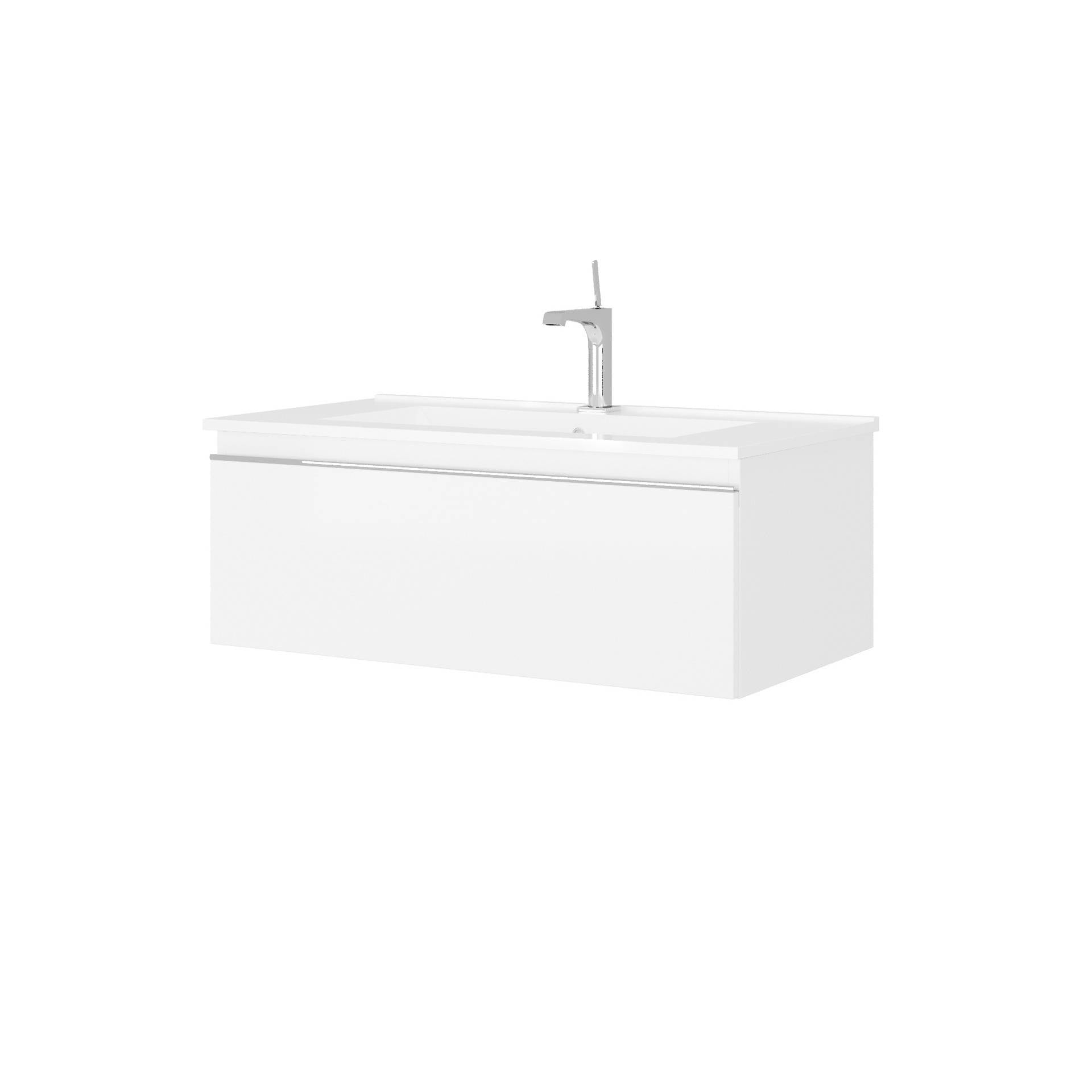 Mobile bagno sospeso da 81cm bianco lucido - HD casa