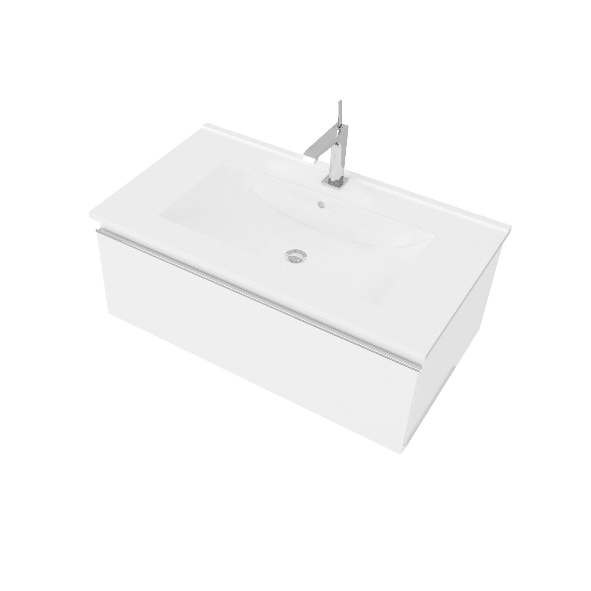Mobile bagno sospeso da 81cm bianco lucido - HD casa