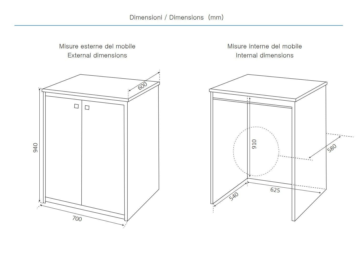 Mobile copri lavatrice in pvc in kit completo 70x60 cm modello Onda, resistente all’acqua - HD casa