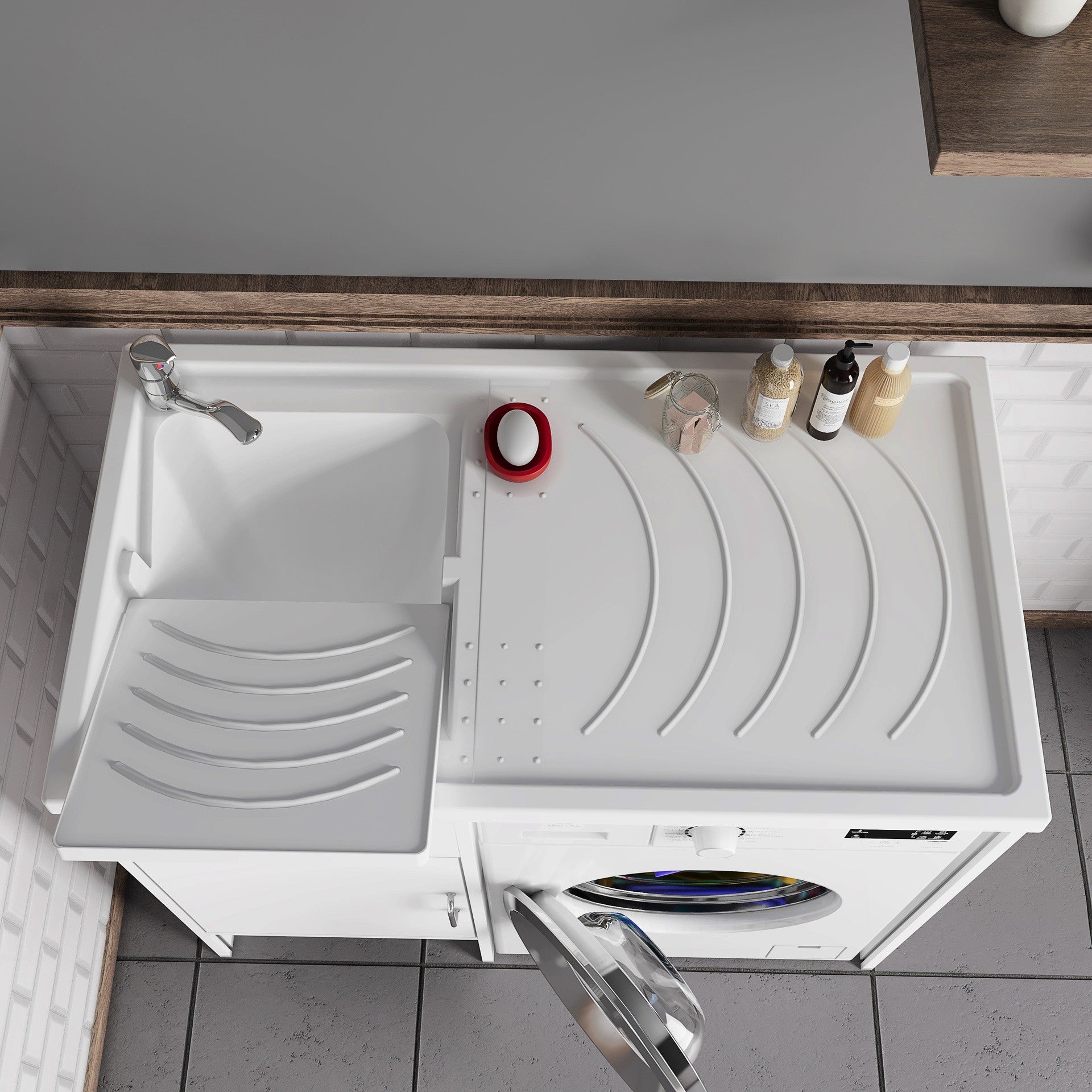 Mobile coprilavatrice a 1 anta con vasca reversibile in kit 109x60cm modello Garden per interni ed esterni, pratico e resistente - HD casa