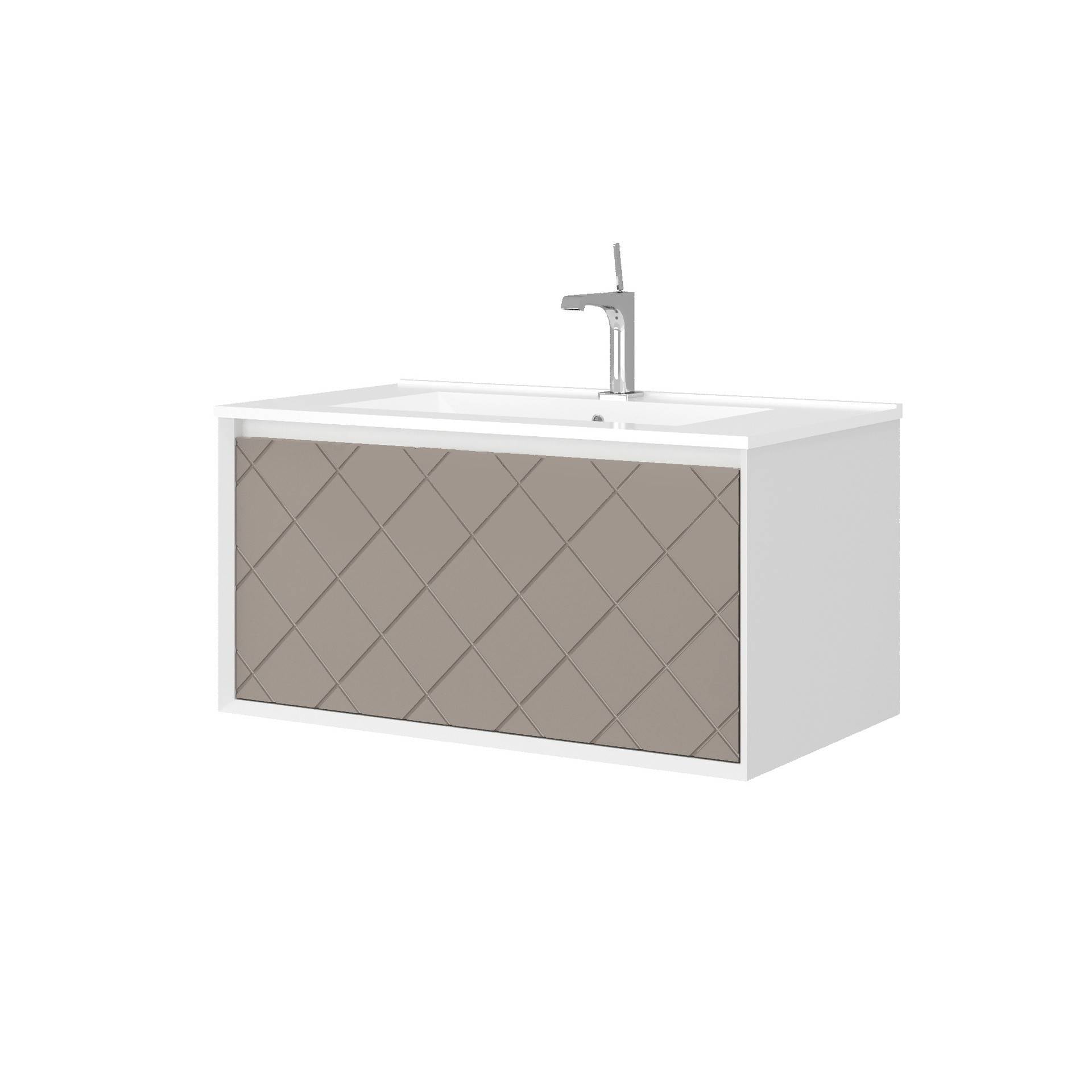 Mobile da bagno sospeso da 81cm colore cappuccino lucido - HD casa