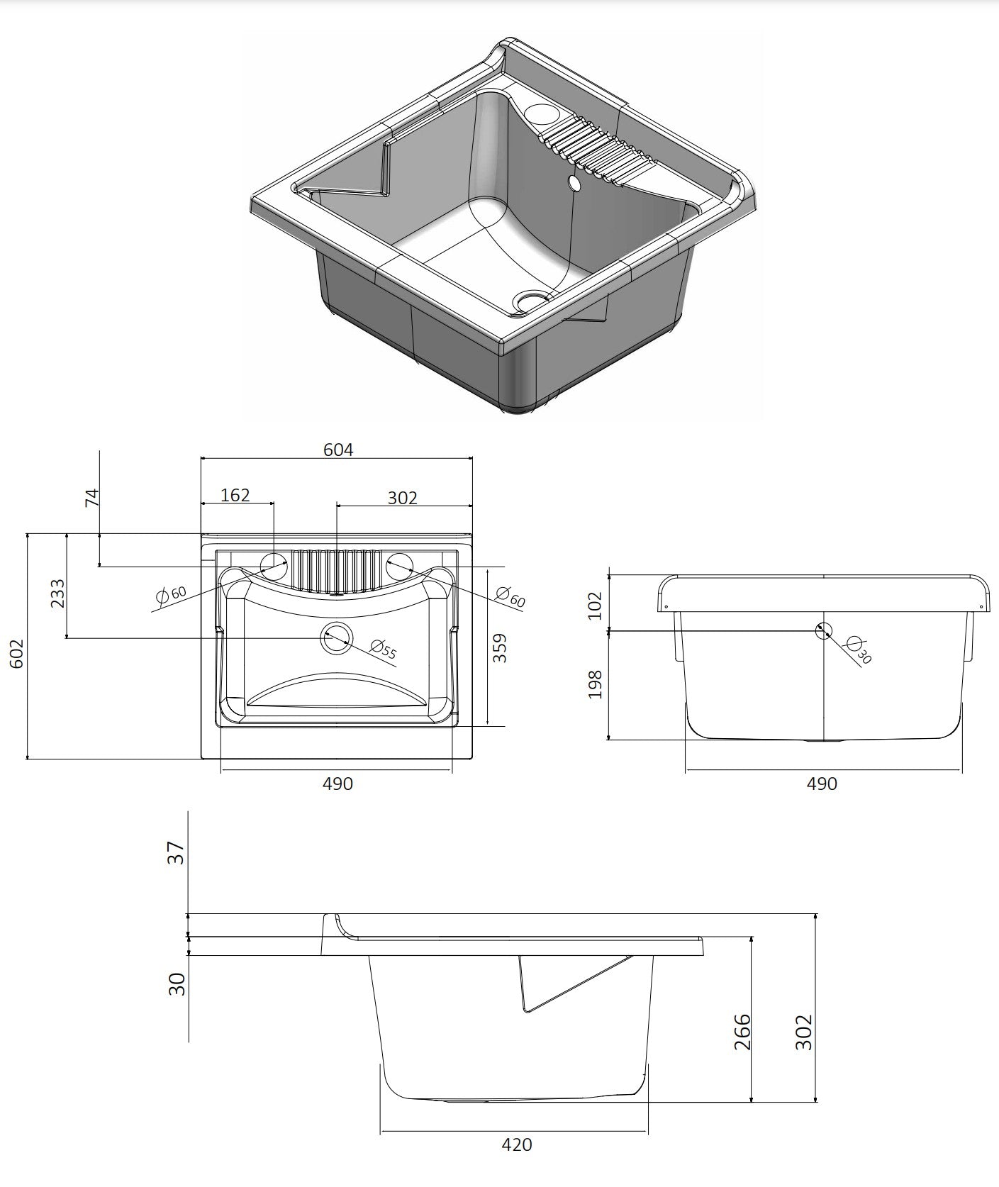 Mobile lavatoio a 1 anta in kit 60x60cm modello Esterni Roc , sportelli a serrandina, non occupa spazi superflui. - HD casa