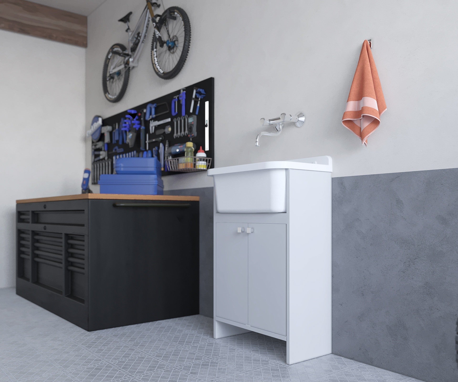 Mobile lavatoio compatto a 2 ante in kit 55x34cm modello Pancrazio ideale per giardini e spazi esterni - HD casa