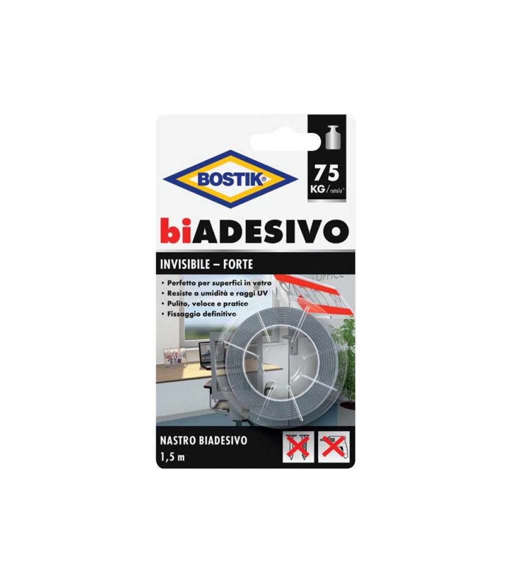 Nastro biadesivo Invisibile Bostik mm 19x1,5mt - HD casa