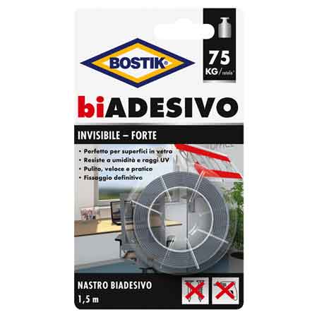 Nastro biadesivo Invisibile Bostik mm 19x1,5mt - HD casa