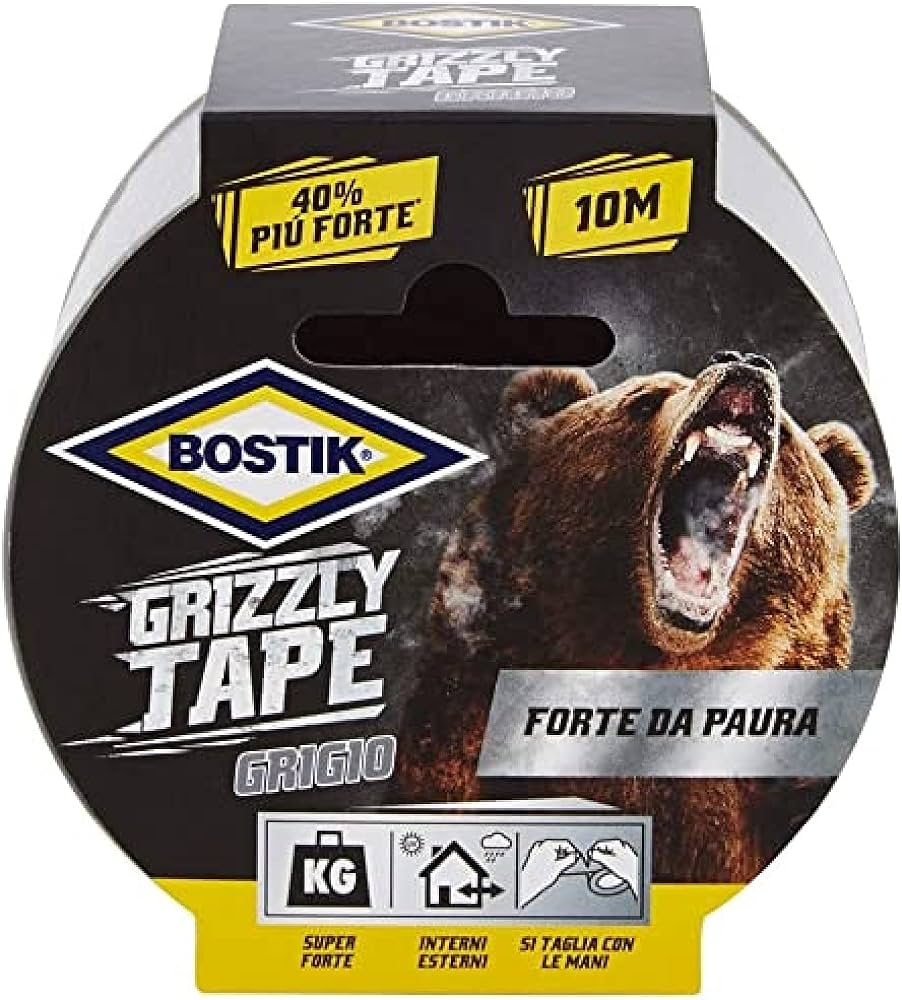 Nastro telato grizzly tape Bostik mm 50x25 mt - colore grigio - HD casa