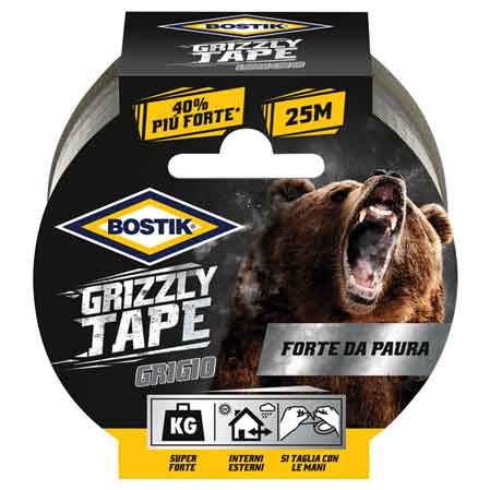 Nastro telato grizzly tape Bostik mm 50x25 mt - colore grigio - HD casa