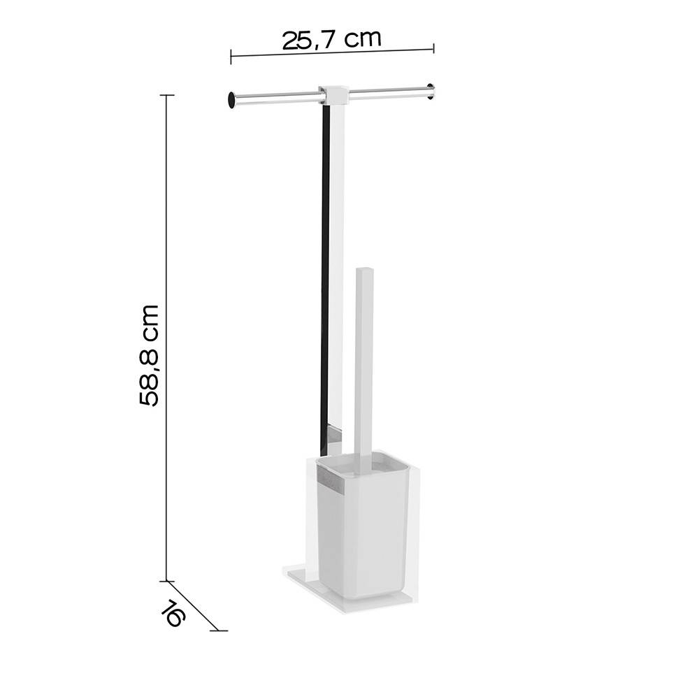 Piantana d' appoggio GEDY portarotolo più portascopino linea Raimbow colore Bianco - HD casa
