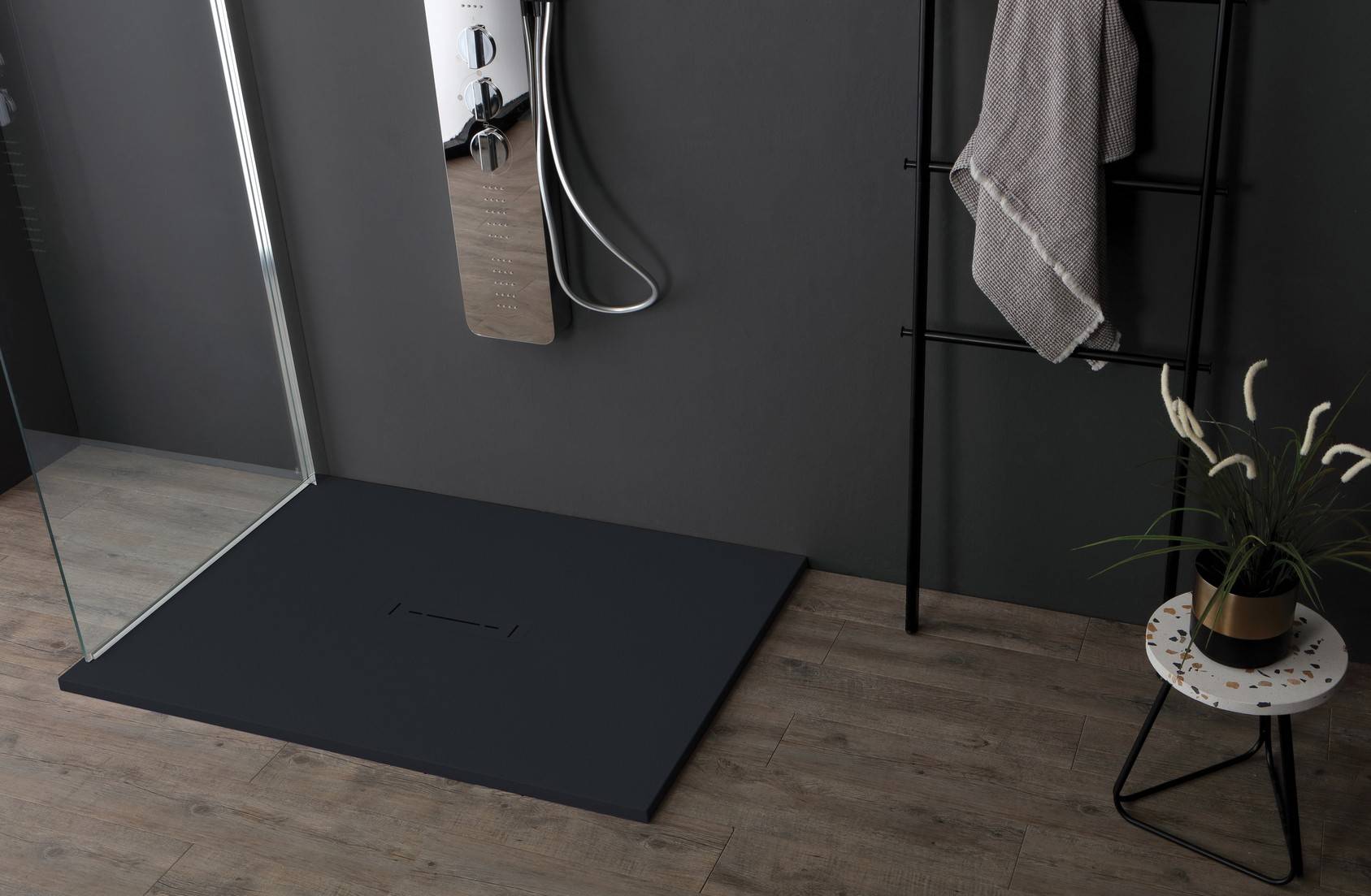 Piatto doccia Ardesia Plus 2,6cm antracite matt 100x70cm - HD casa