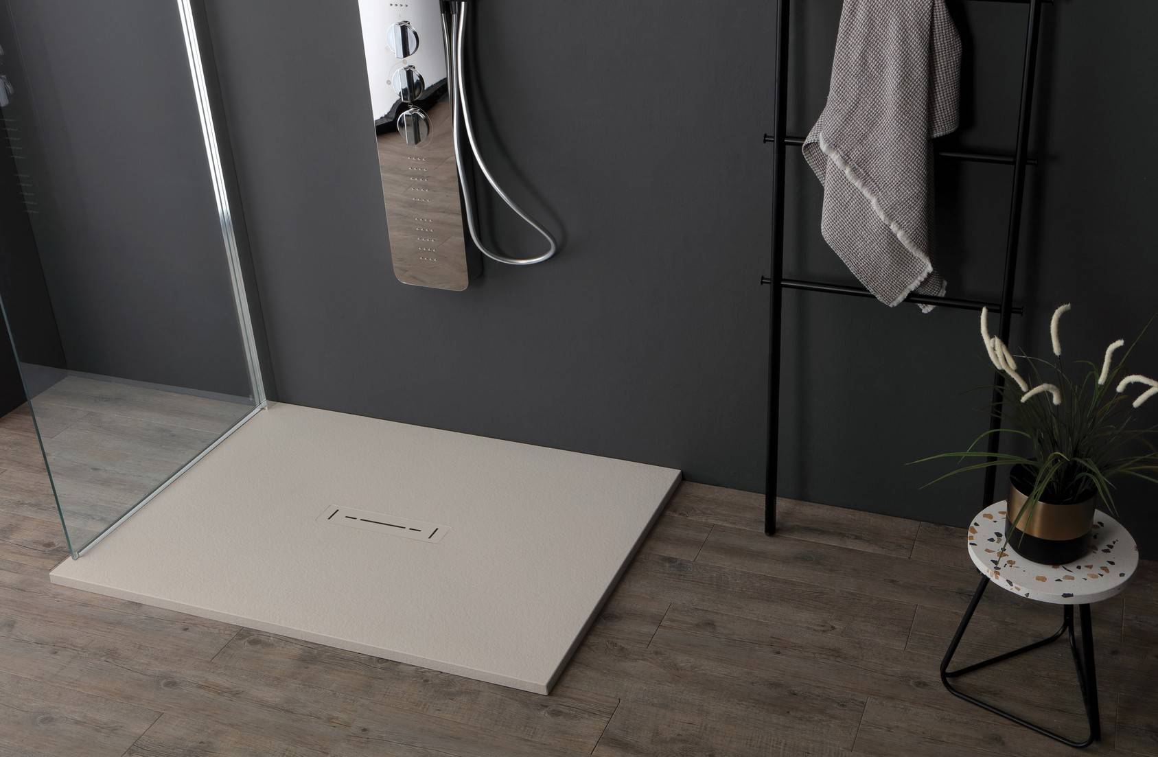 Piatto doccia Ardesia Plus 2,6cm tortora matt 100x70cm - HD casa