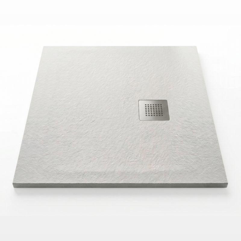 Piatto doccia bianco in marmoresina con griglia inox e Piletta - MALAGA - HD casa