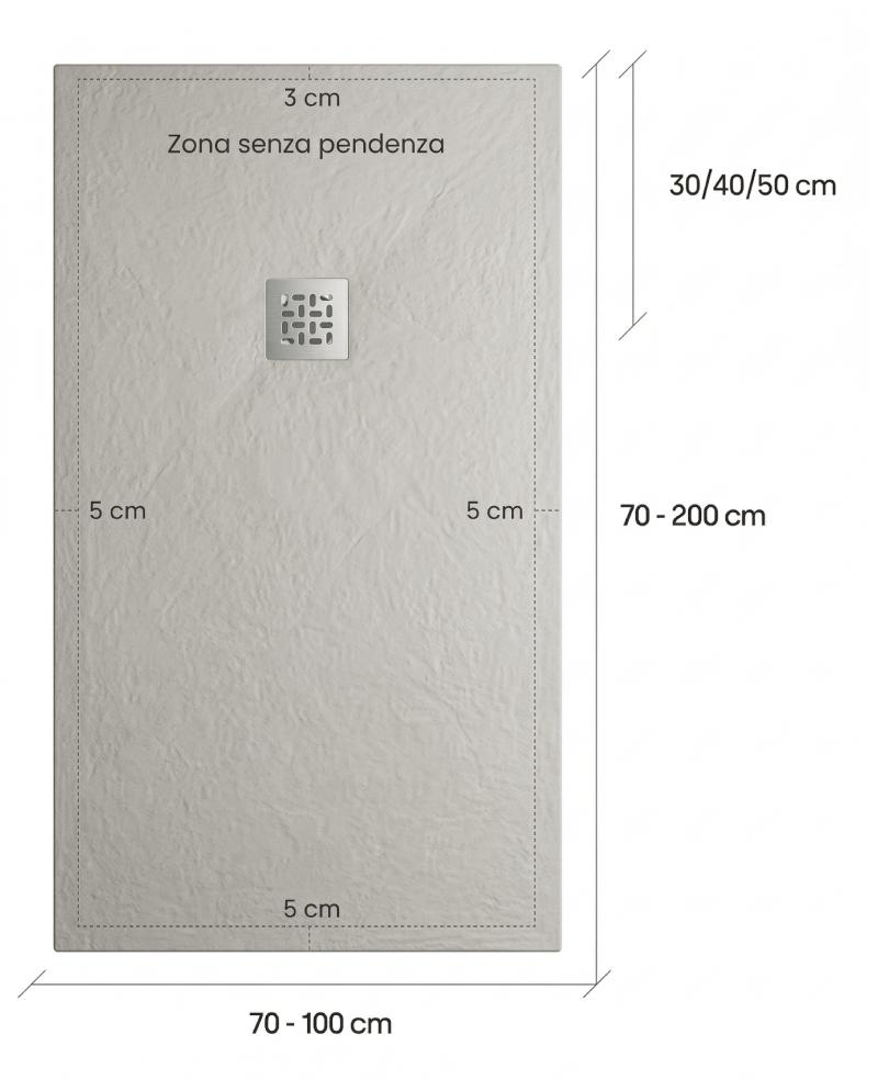 Piatto doccia bianco in marmoresina con griglia inox e Piletta - MALAGA - HD casa