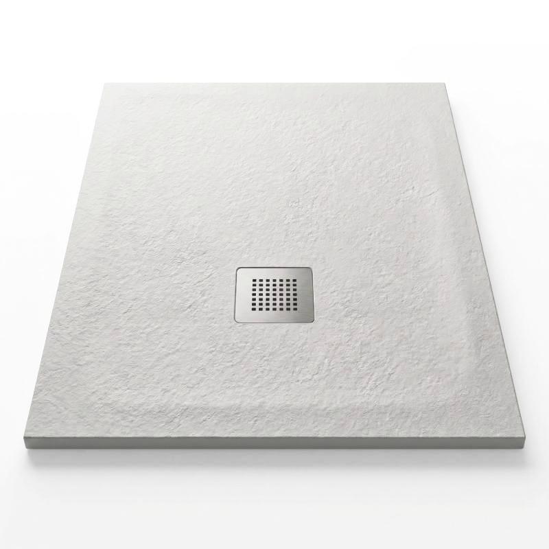 Piatto doccia bianco in marmoresina con griglia inox e Piletta - MALAGA - HD casa