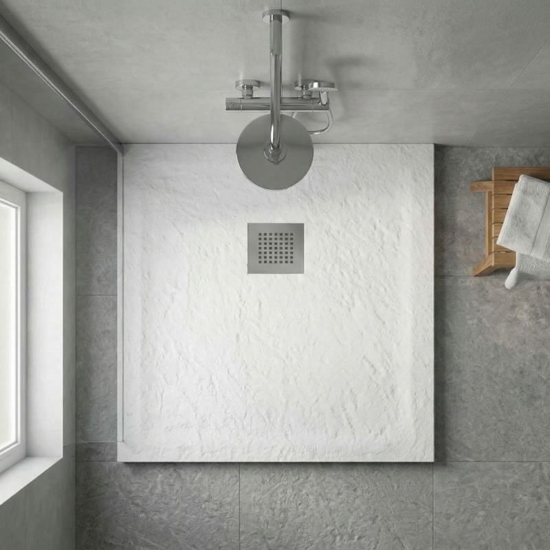 Piatto doccia bianco in marmoresina con griglia inox e Piletta - MALAGA - HD casa