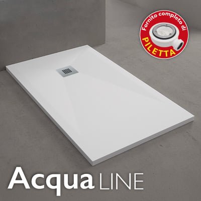 Piatto doccia rettangolare in mineral marmo Acqualine bianco 70x90 cm - H.3 — Cardinale Professional - HD casa