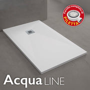 Piatto doccia rettangolare in mineral marmo Acqualine bianco 80x100 cm - H.3 — Aeffe Universal - HD casa