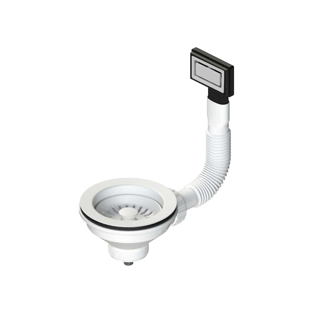 Piletta bianca per lavello cucina con foro Ø90 ctp rettangolare 1"1/2 x Ø114 mm — L.B. Plast - HD casa