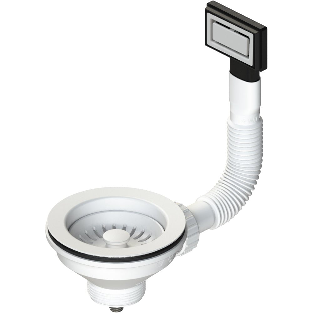 Piletta bianca per lavello cucina con foro Ø90 ctp rettangolare 1"1/2 x Ø114 mm — L.B. Plast - HD casa