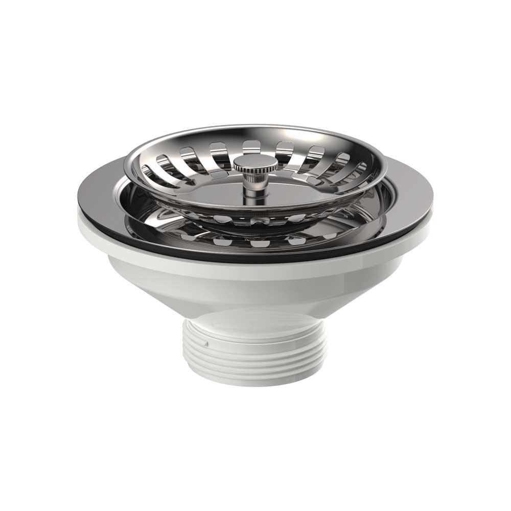Piletta canestro per lavello INOX con griglietta INOX senza troppopieno 1"1/2 x Ø114 mm — MADE IN Italy - HD casa