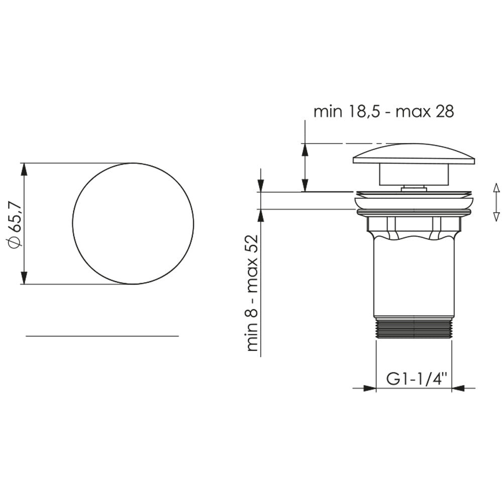 Piletta click clack con tappo in ceramica bianco stp 1"1/4 - HD casa