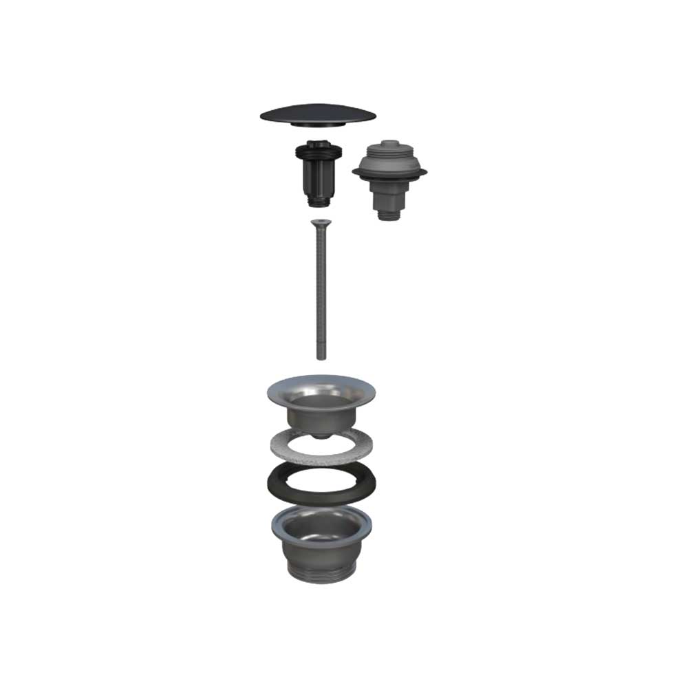 Piletta click clack per lavabo e bidet in acciaio Manitapi nero lucido Ø 65 x 1"1/4 — Bonomini - HD casa