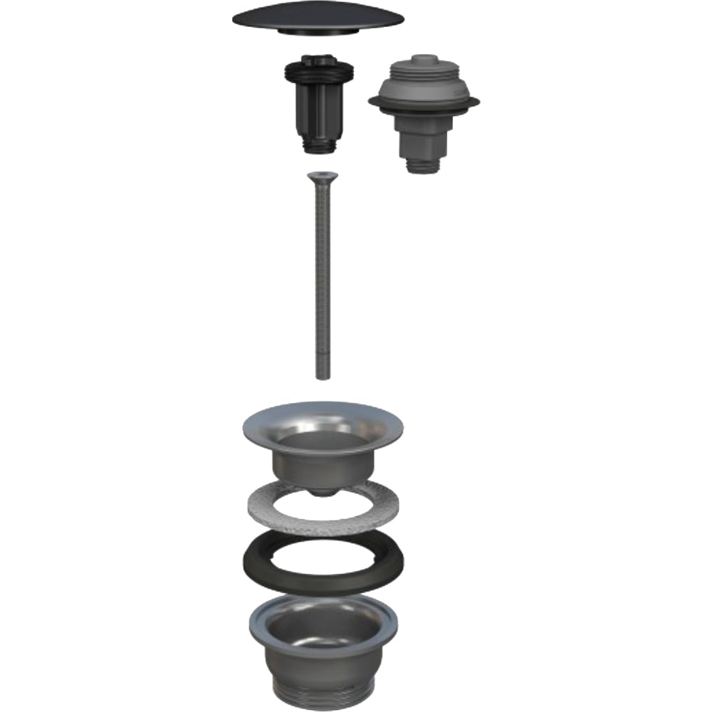 Piletta click clack per lavabo e bidet in acciaio Manitapi nero lucido Ø 65 x 1"1/4 — Bonomini - HD casa