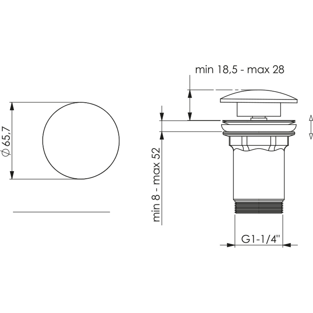 Piletta click clack per lavabo in ottone 1"1/4 - cromo - HD casa