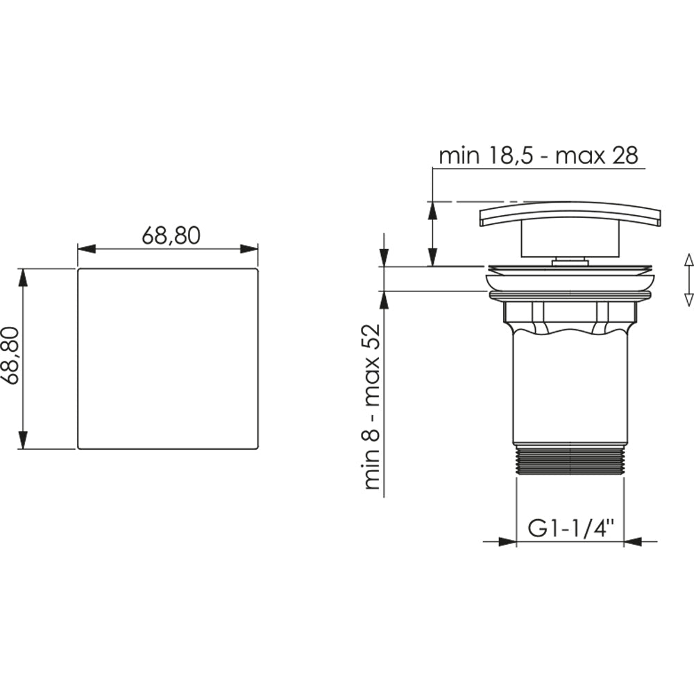 Piletta click clack per lavabo Quadra stp 1"1/4 - cromo - HD casa