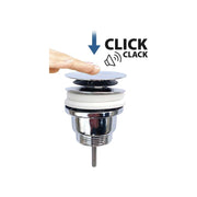 Piletta click-clack tonda per lavabo cromo spazzolato 1"1/4 x tappo Ø63 mm — MADE IN Italy - HD casa