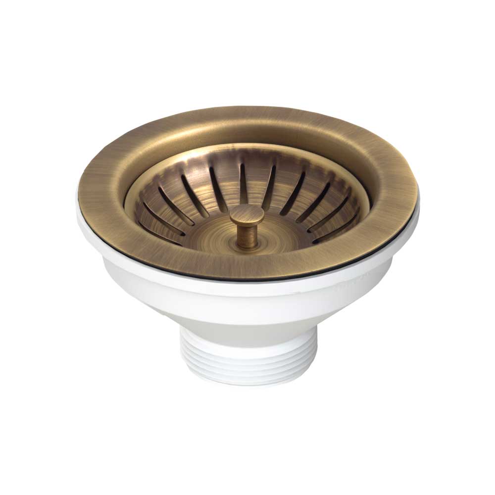 Piletta in ottone anticato per lavello cucina con foro Ø90 stp 1"1/2 x Ø114 mm — L.B. Plast - HD casa