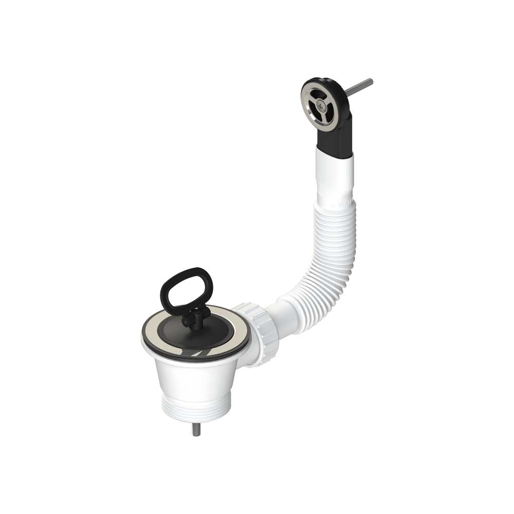 Piletta per lavello INOX con troppieno rotondo e tappo a maniglia 1"1/2 x Ø70 mm — L.B. Plast - HD casa