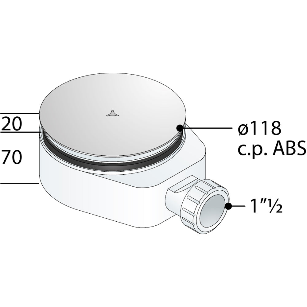 Piletta sifonata per piatto doccia con foro Ø90 Aloha 1"1/2 x Ø118 mm — OMP - HD casa