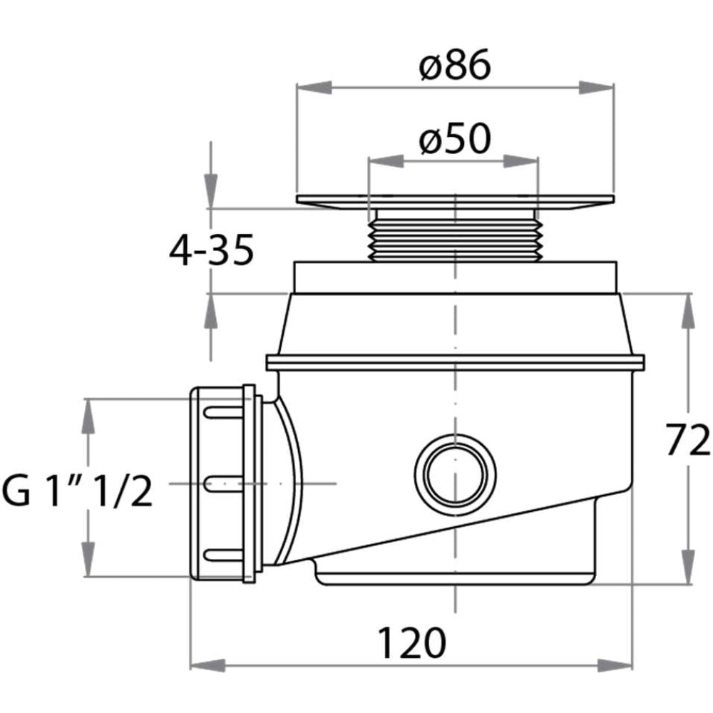 Piletta sifonata per piatto doccia foro Ø50/60 con tappo INOX 1"1/2 x Ø86 mm — CGS - HD casa