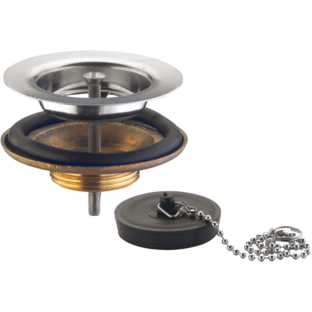 Piletta simplex per pilozzo in ottone con tappo a catenella 1"1/4 x Ø80 mm - HD casa