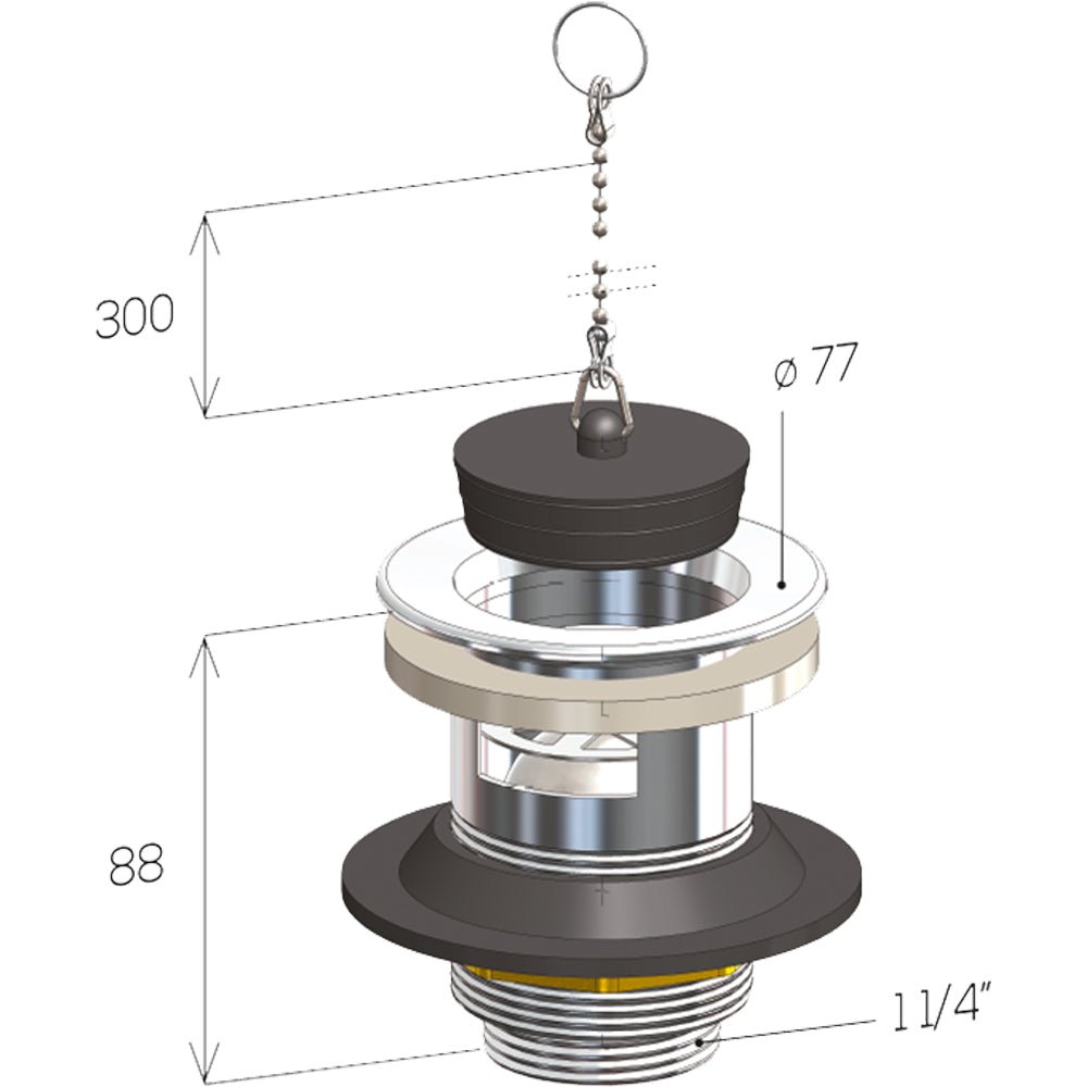 Pilettone sifoide per lavatoi in ottone ctp con gabbietta 1"1/4 x Ø80 mm - HD casa