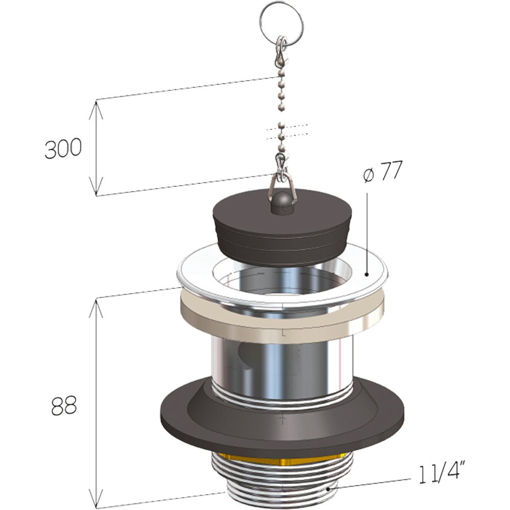 Pilettone sifoide per lavatoi in ottone stp con gabbietta 1"1/4 x Ø77 mm - HD casa