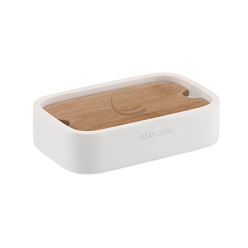 Porasapone d' appoggio GEDY linea Ninfea in resina e legno colore Bianco Matt - HD casa