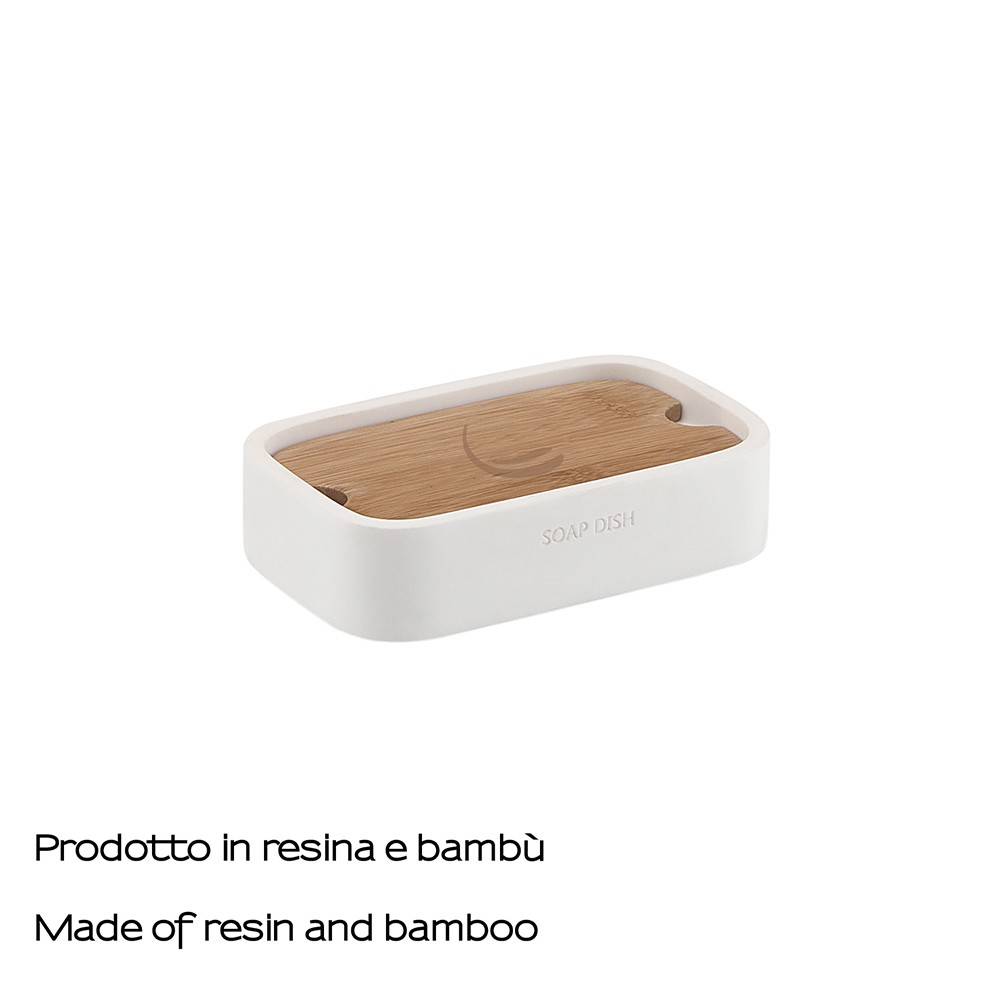 Porasapone d' appoggio GEDY linea Ninfea in resina e legno colore Bianco Matt - HD casa
