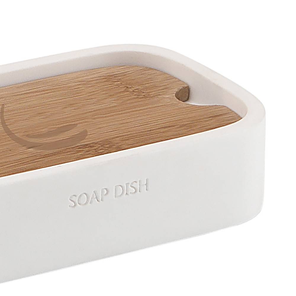 Porasapone d' appoggio GEDY linea Ninfea in resina e legno colore Bianco Matt - HD casa