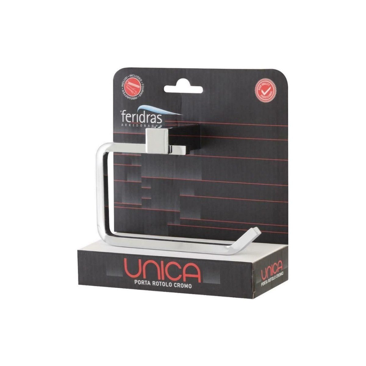 Porta rotolo cromato, design elegante e pratico per il bagno - Serie Unica - HD casa