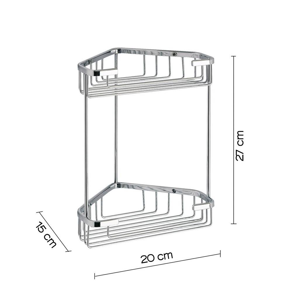 Portaoggetti doccia angolare 2 ripiani GEDY in filo Cromato - HD casa