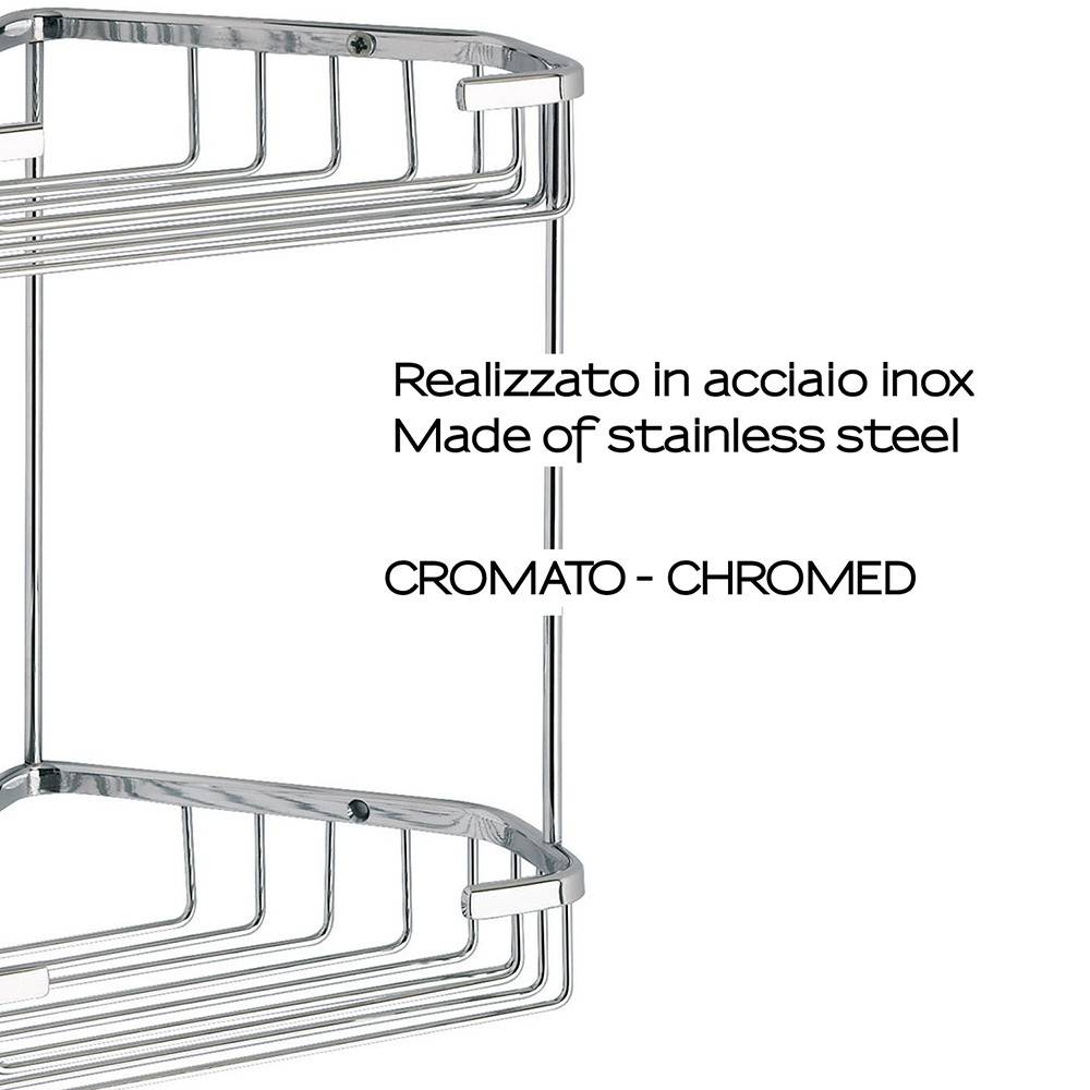 Portaoggetti doccia angolare 2 ripiani GEDY in filo Cromato - HD casa