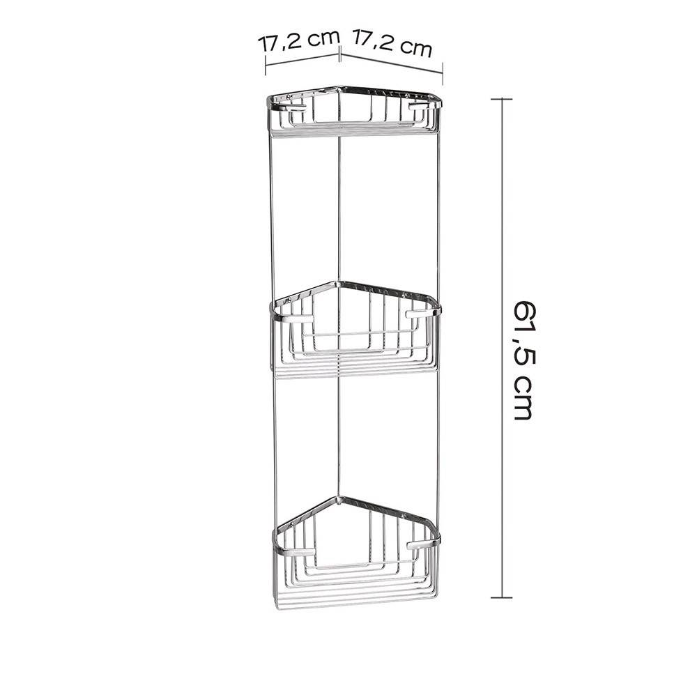 Portaoggetti doccia angolare 3 ripiani GEDY in filo Cromato - HD casa