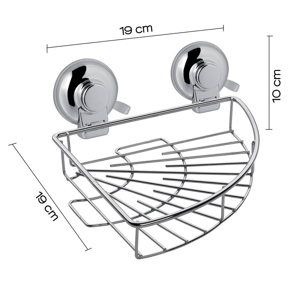 Portaoggetti doccia angolare GEDY linea Hot in filo Cromato a ventosa - HD casa