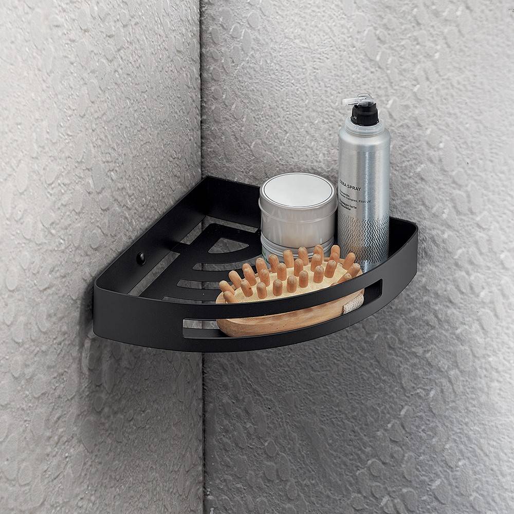Portaoggetti doccia angolare GEDY linea Nerva colore Nero Matt - HD casa