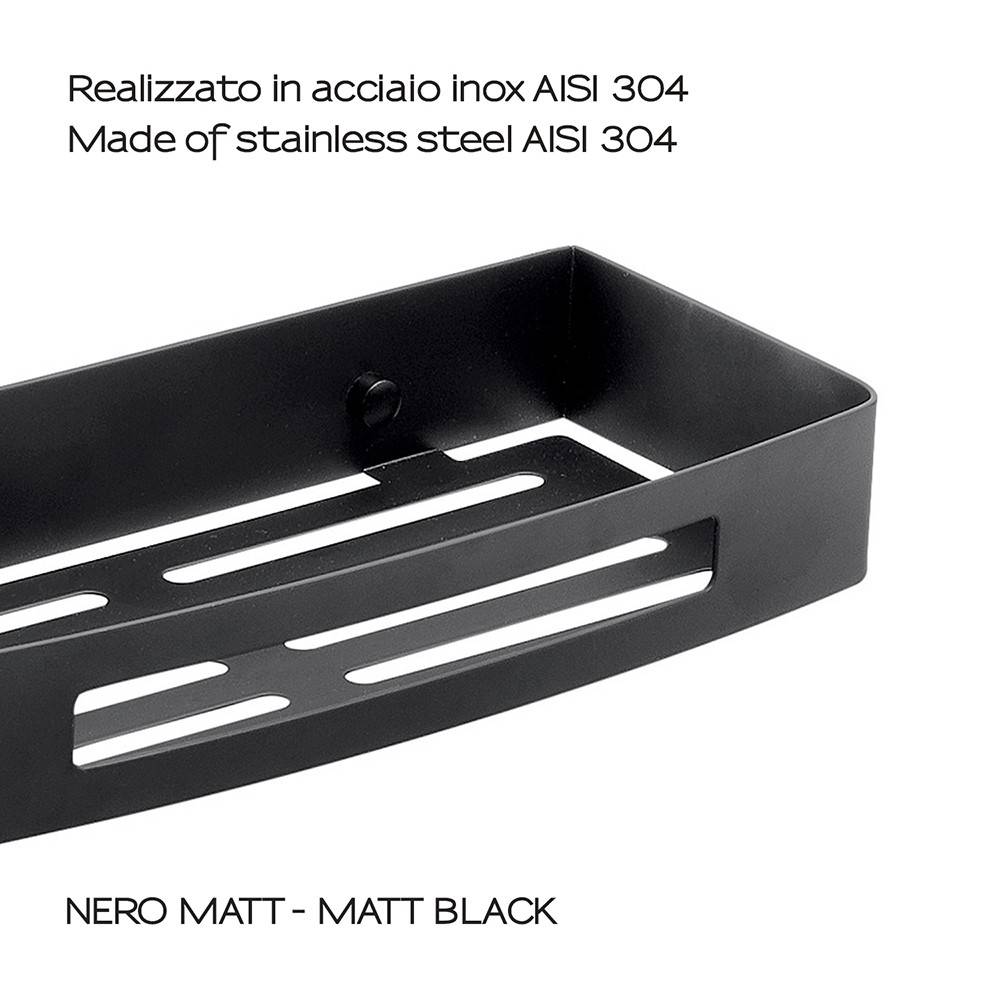 Portaoggetti doccia rettangolare GEDY linea Nerva nero matt - HD casa