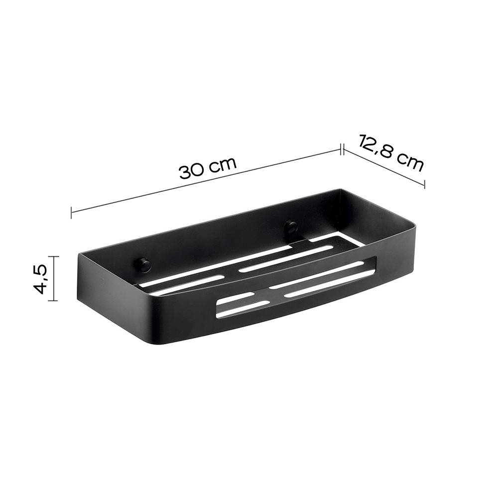 Portaoggetti doccia rettangolare GEDY linea Nerva nero matt - HD casa