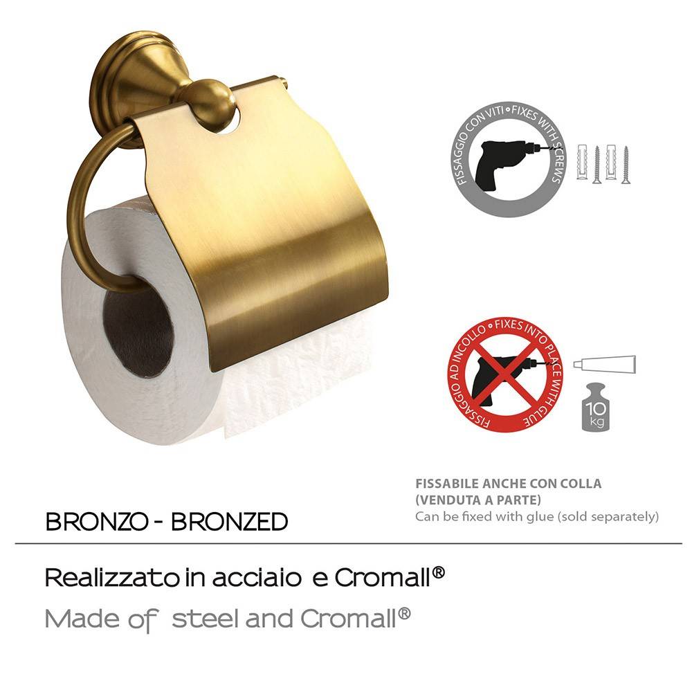 Portarotolo a muro coperto Gedy serie Romance colore Bronzo - HD casa