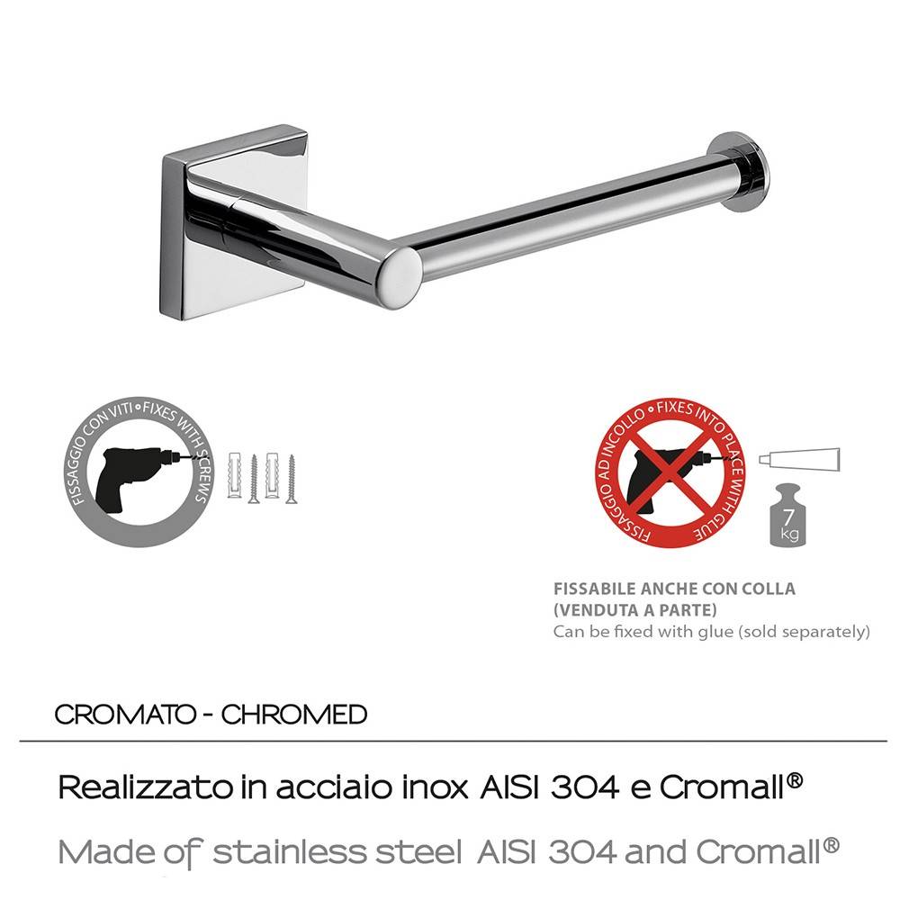 Portarotolo a muro Gedy in acciaio inox e cromall serie Fuji - HD casa