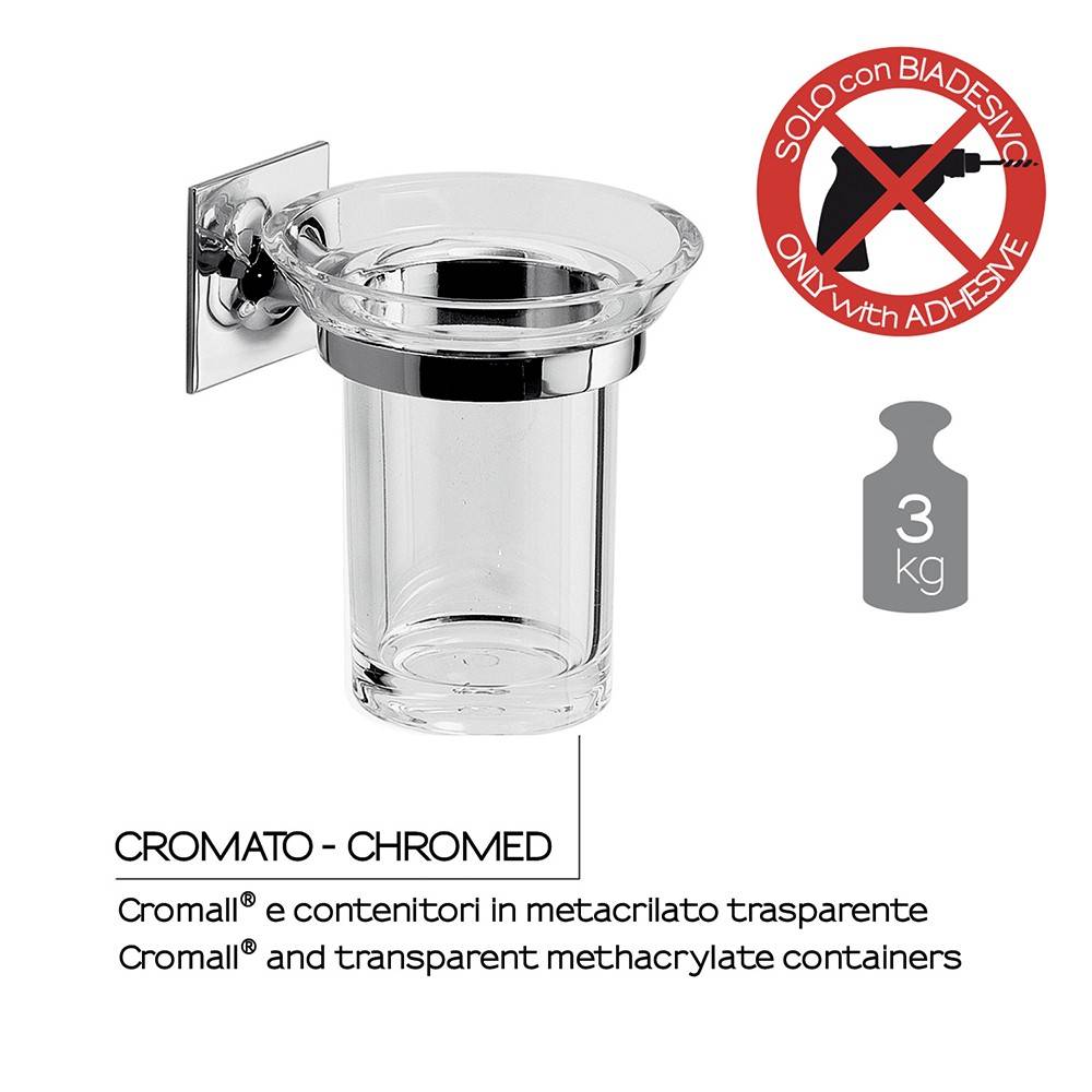 Portaspazzolini a muro GEDY linea Wizard in acciaio Cromato - HD casa
